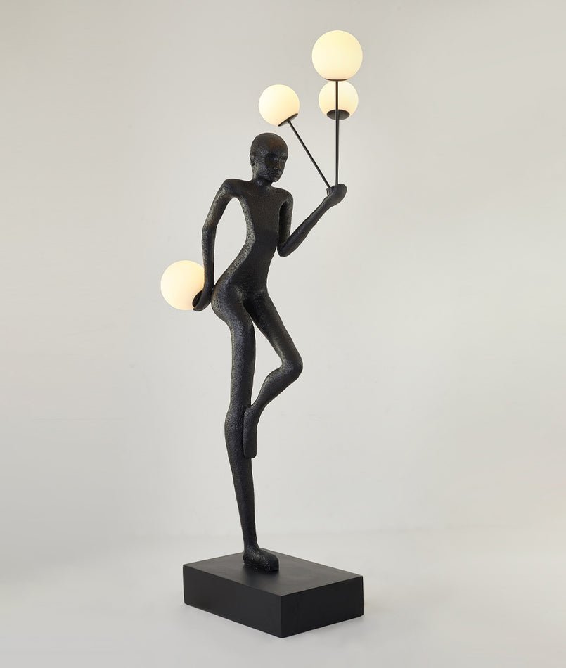 Modern Juggling Sculptor Standing Floor Lamp with Illuminated Glass Spheres