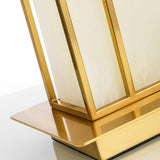 Elegant White Alabaster Table Lamp with Polished Gold Metal Finish and Fabric Shade