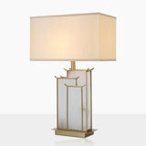 Elegant White Alabaster Table Lamp with Polished Gold Metal Finish and Fabric Shade