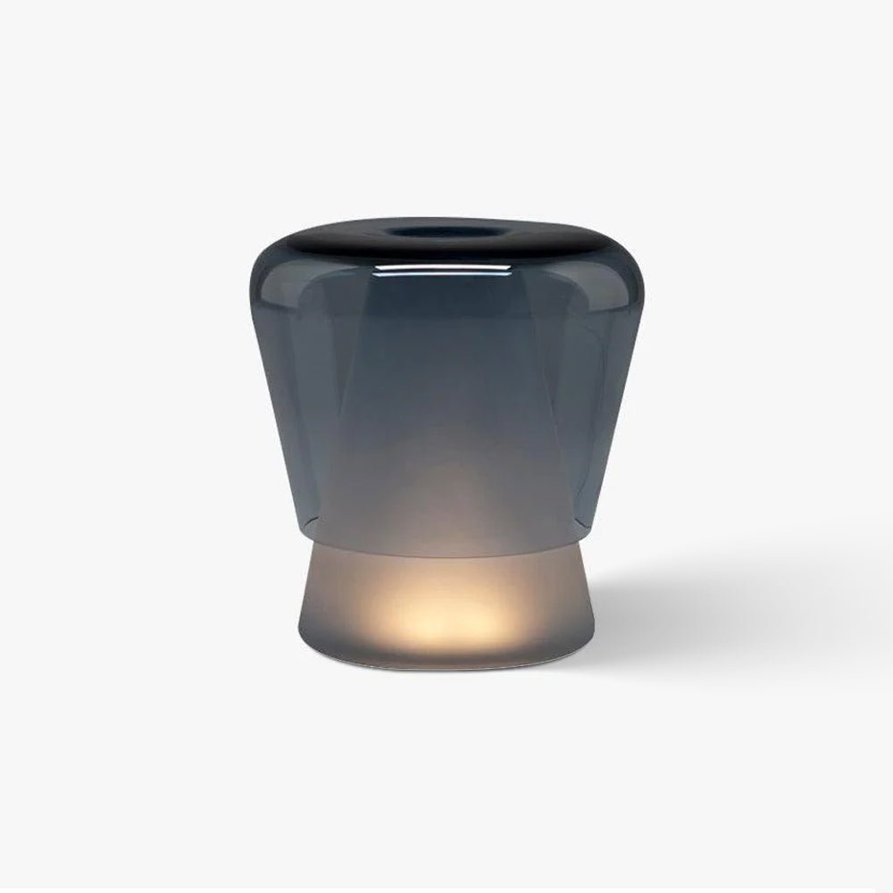 Jumelle Modern Mouth Blown Glass Side Table Lamp with Round Metal Base