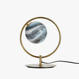 Jupiter Celestial Glass Globe Table Lamp with Gold and Blue Finish for Modern Bedrooms