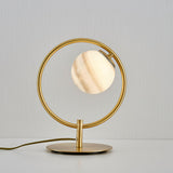Jupiter Celestial Glass Globe Table Lamp with Gold and Blue Finish for Modern Bedrooms