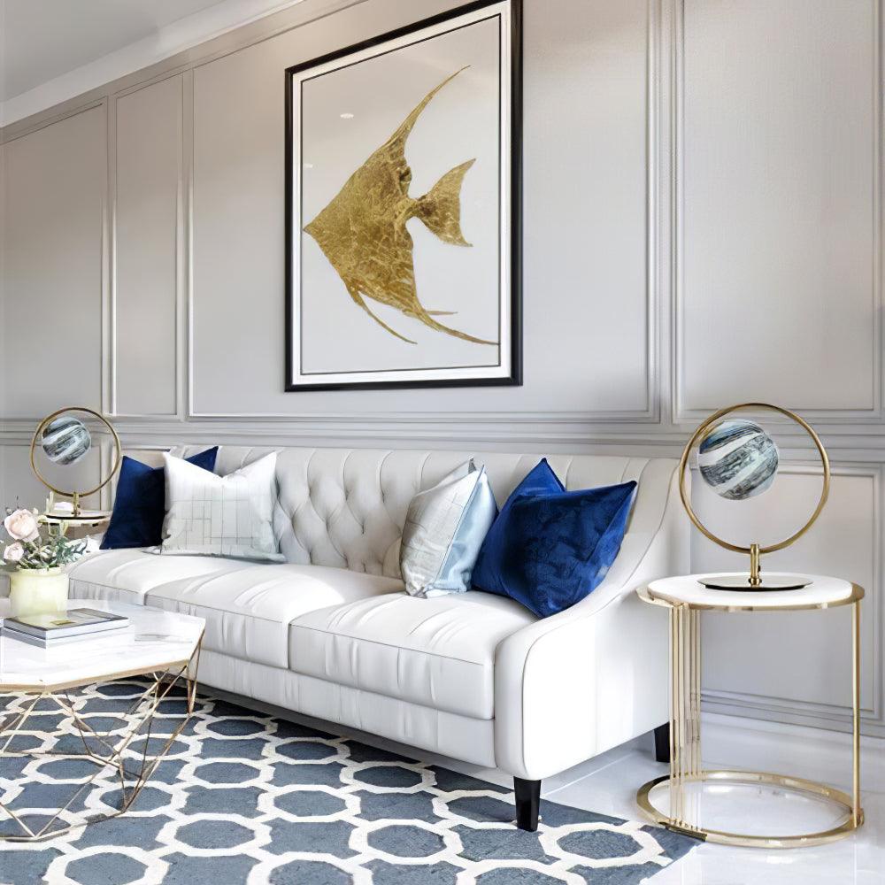 Jupiter Celestial Glass Globe Table Lamp with Gold and Blue Finish for Modern Bedrooms