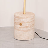 Modern Jwda Travertine Floor Lamp with Spherical Glass Globe and Yellow Stone Base
