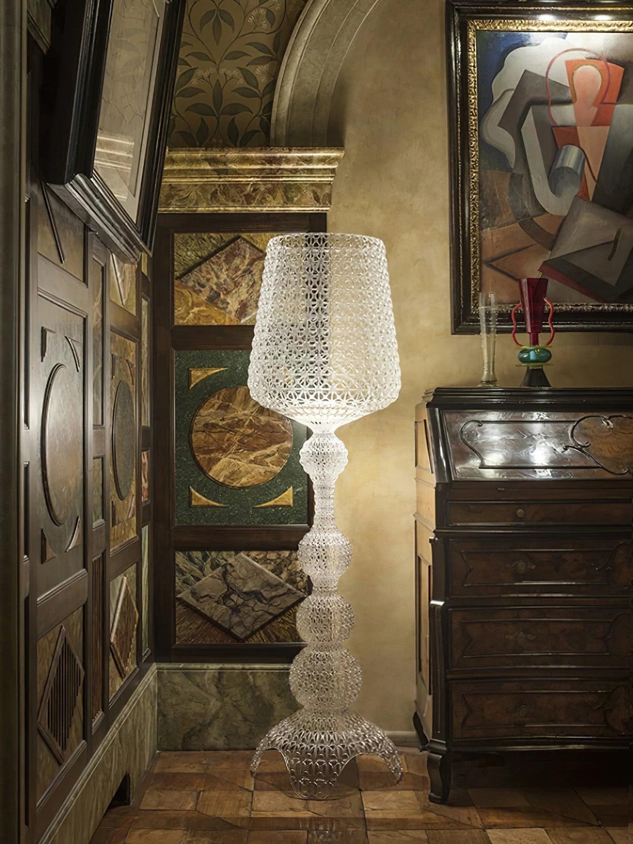 Modern Lace Design Acrylic Kabuki Floor Lamp with Integrated LED Dimmable Light