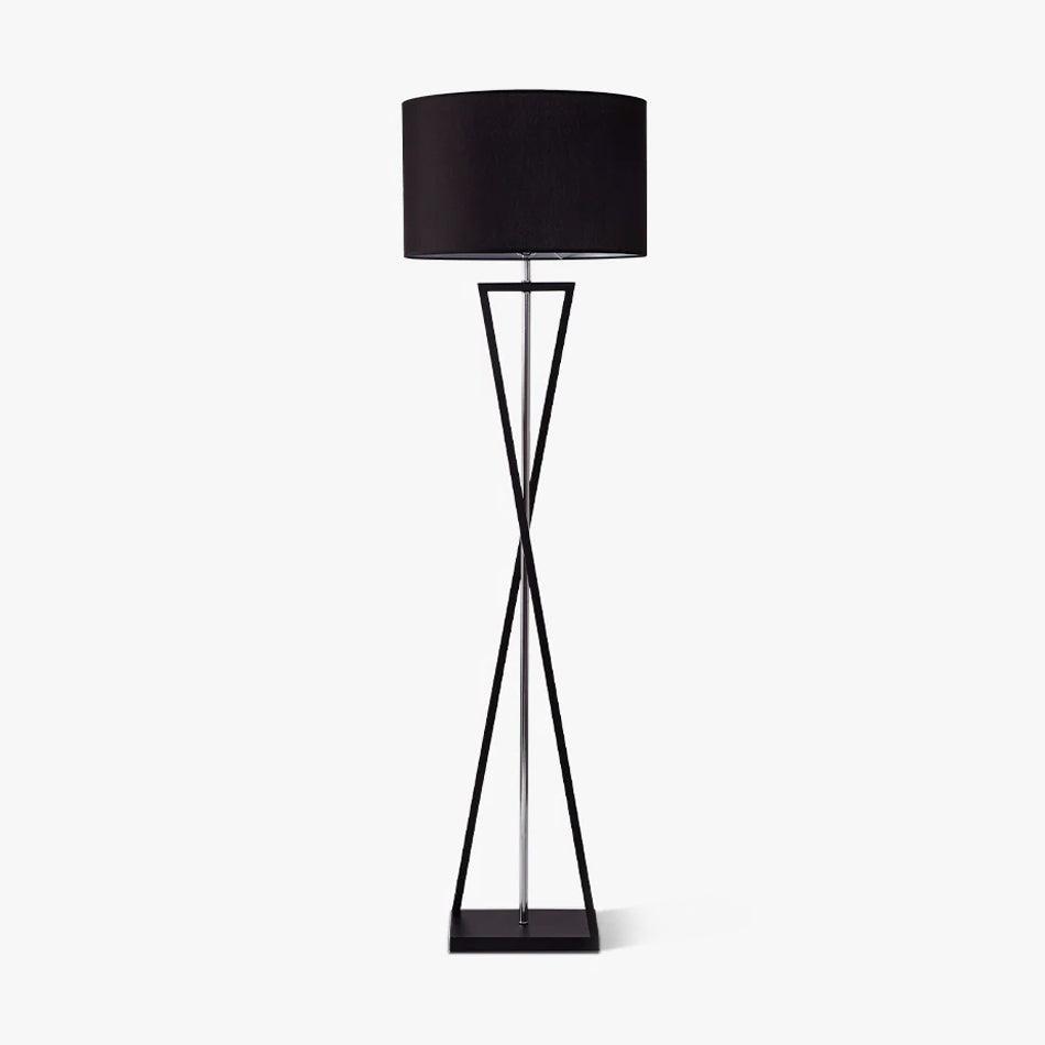Modern Kaden Black Tripod Floor Lamp with Linen Drum Shade for Living Room and Office