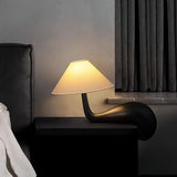 Modern Pine Wood Desk Lamp with White Fabric Shade for Bedside and Office