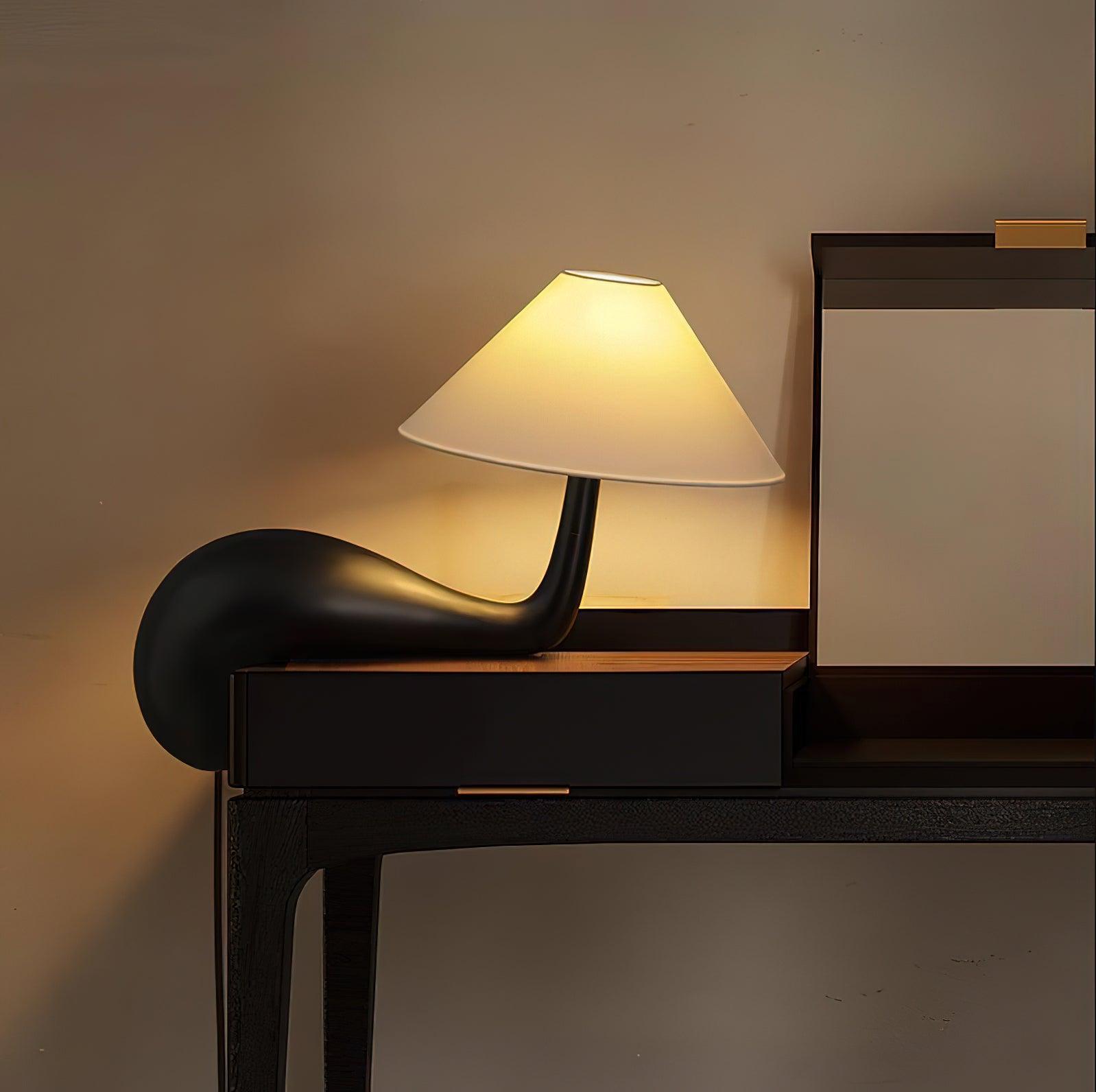 Modern Pine Wood Desk Lamp with White Fabric Shade for Bedside and Office