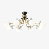 Modern Glass Blossom Petal Chandelier Floral Flush Mount Light with White Globes