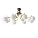 Modern Glass Blossom Petal Chandelier Floral Flush Mount Light with White Globes