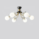 Modern Glass Blossom Petal Chandelier Floral Flush Mount Light with White Globes