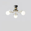 Modern Glass Blossom Petal Chandelier Floral Flush Mount Light with White Globes