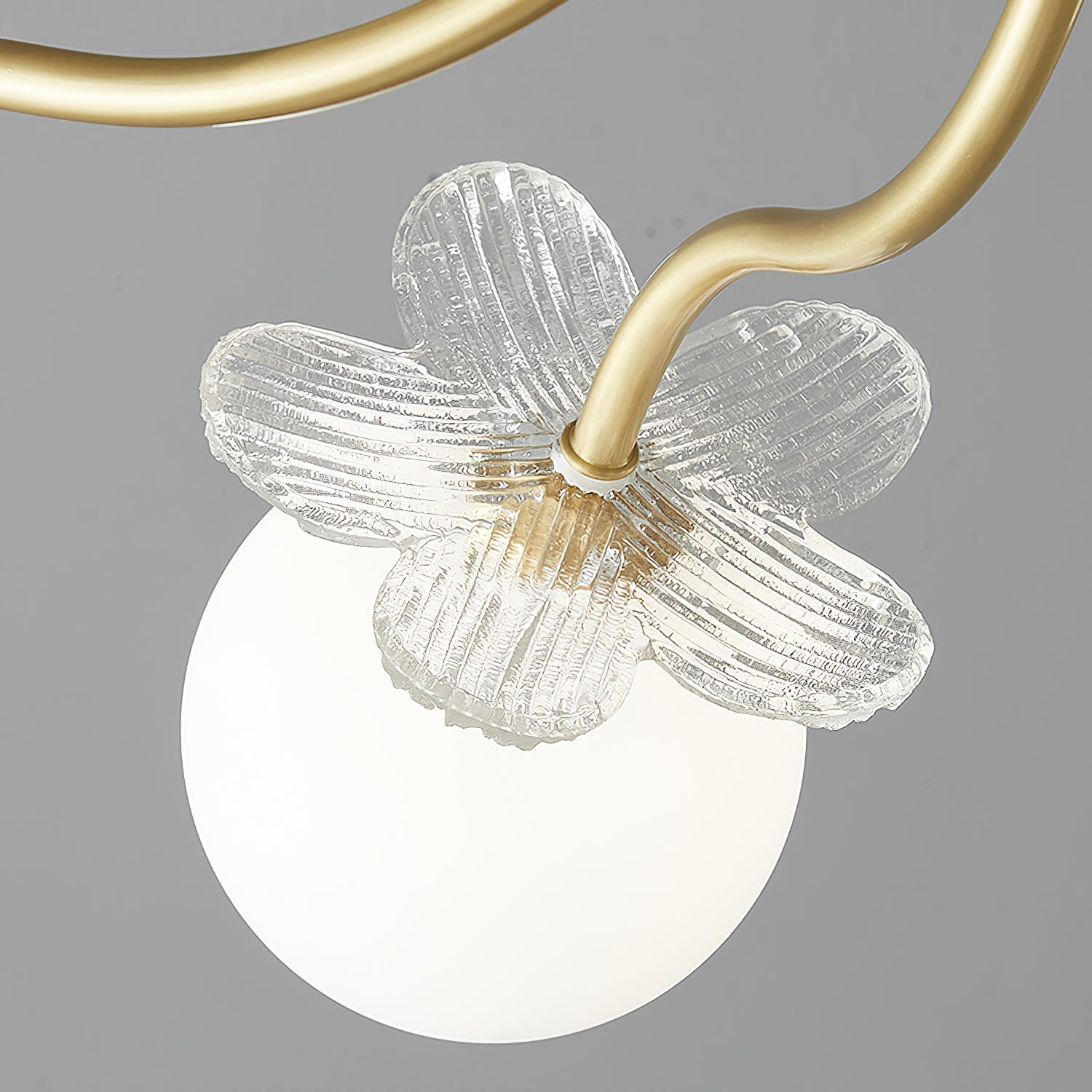 Modern Glass Blossom Petal Chandelier Floral Flush Mount Light with White Globes