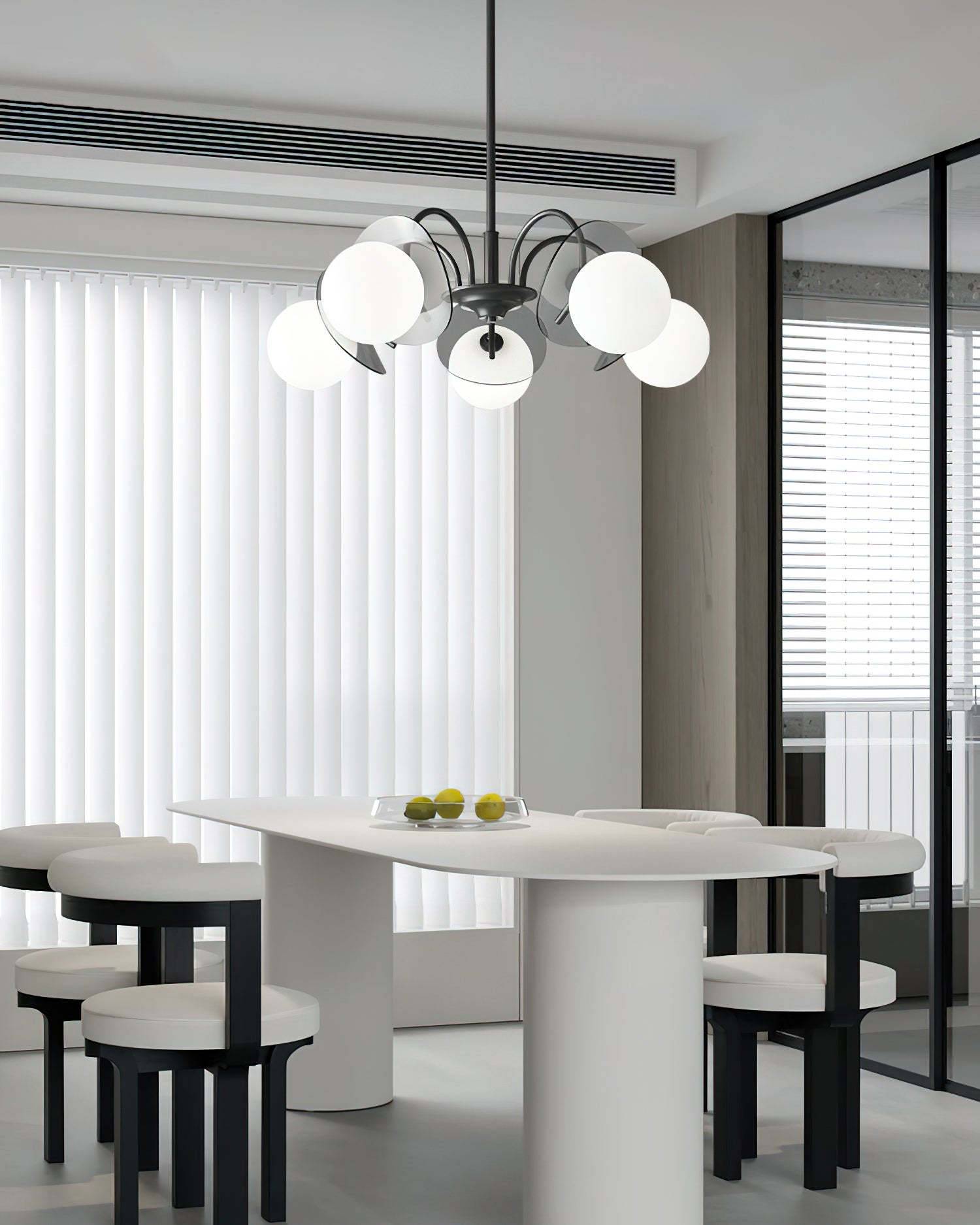 Modern Glass Blossom Petal Chandelier Floral Flush Mount Light with White Globes