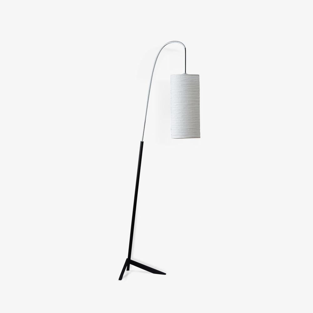 Modern Arched Kalmar Floor Lamp with Tissue Paper Shade and Chrome Finish