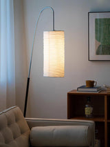Modern Arched Kalmar Floor Lamp with Tissue Paper Shade and Chrome Finish