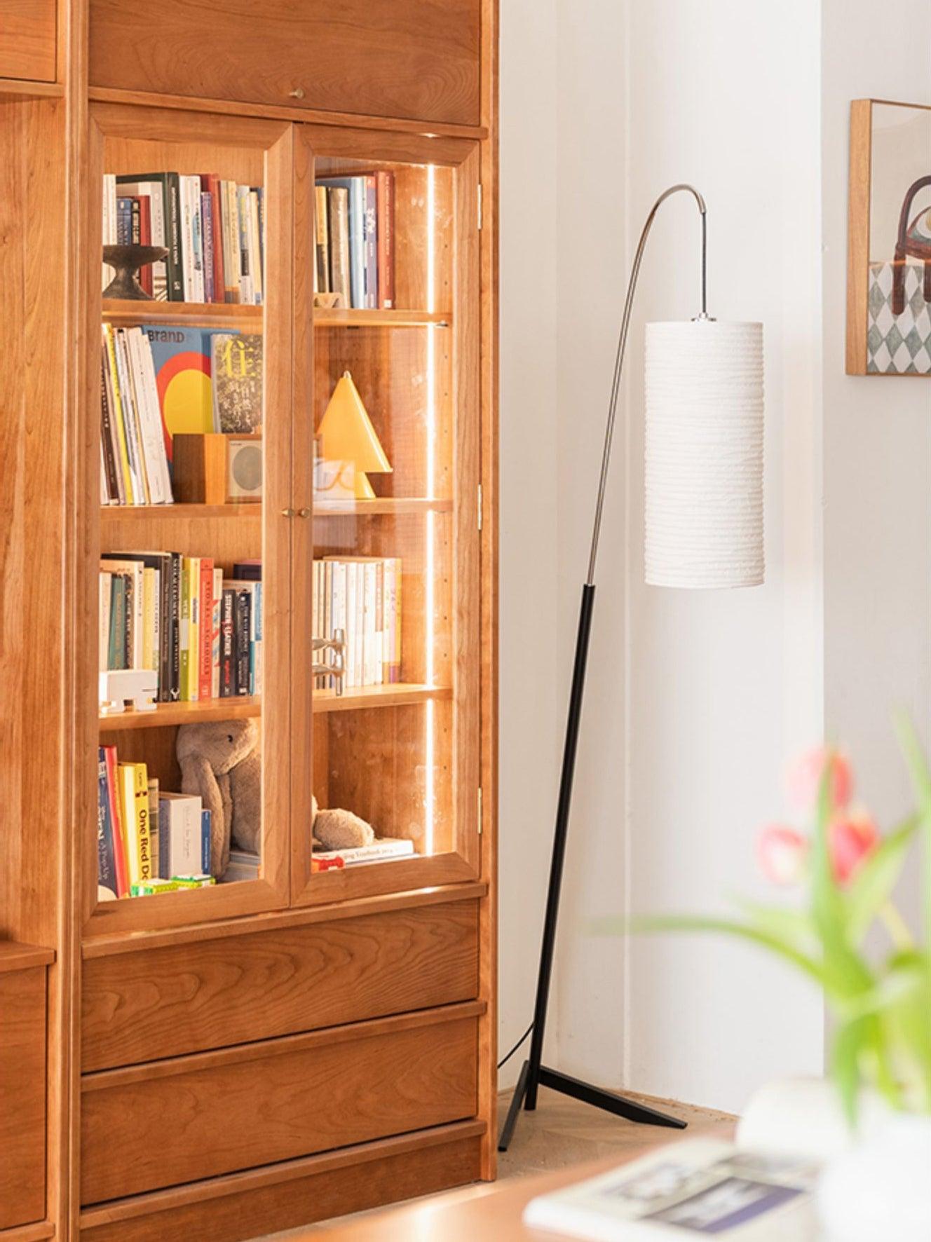 Modern Arched Kalmar Floor Lamp with Tissue Paper Shade and Chrome Finish