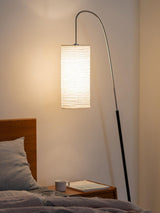 Modern Arched Kalmar Floor Lamp with Tissue Paper Shade and Chrome Finish