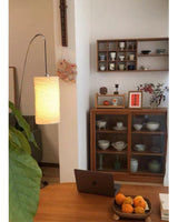 Modern Arched Kalmar Floor Lamp with Tissue Paper Shade and Chrome Finish