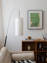 Modern Arched Kalmar Floor Lamp with Tissue Paper Shade and Chrome Finish