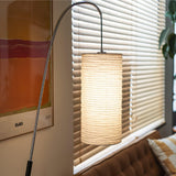 Modern Arched Kalmar Floor Lamp with Tissue Paper Shade and Chrome Finish