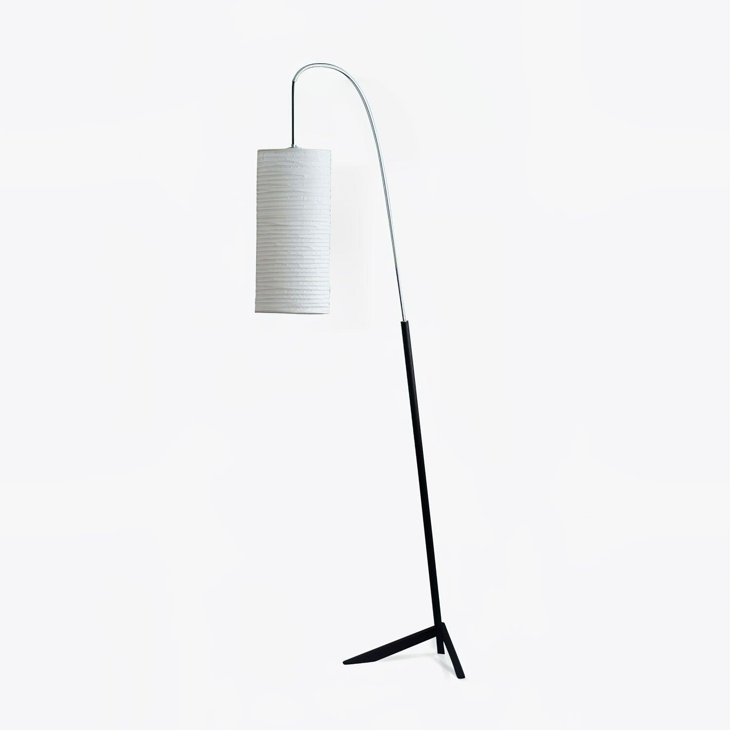 Modern Arched Kalmar Floor Lamp with Tissue Paper Shade and Chrome Finish