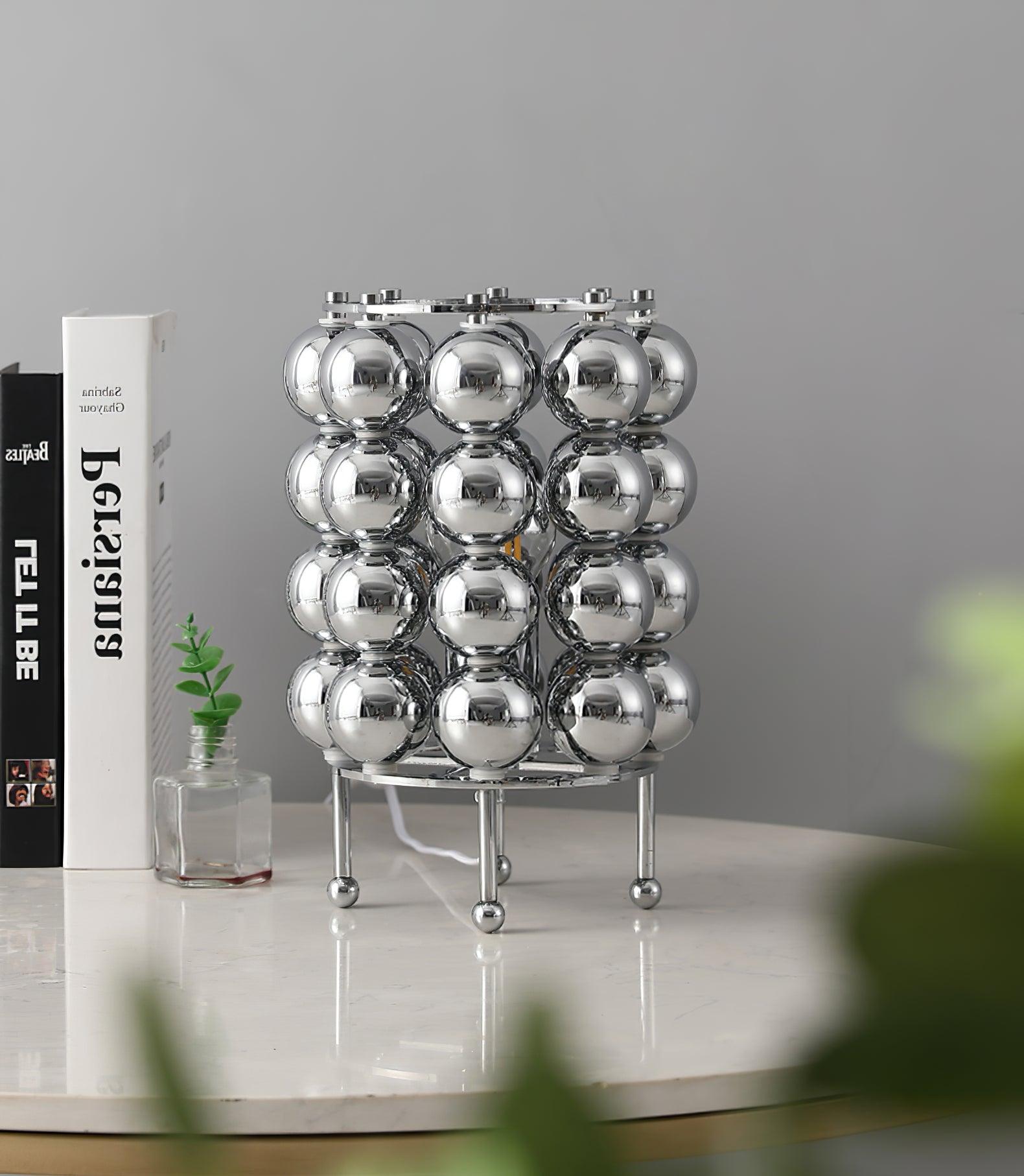 Modern Chrome Spherical Stainless Steel Table Lamp for Contemporary Desk and Reading