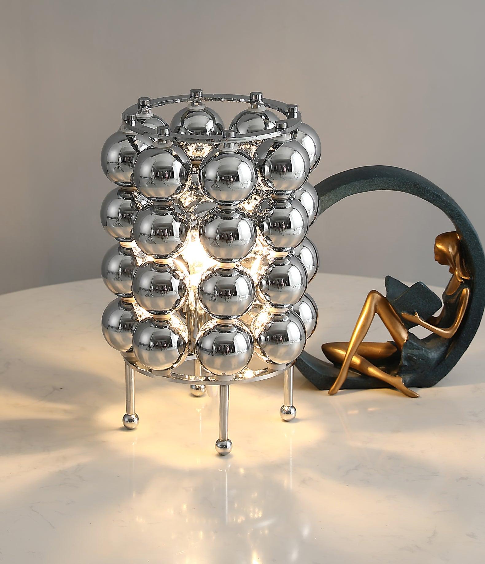 Modern Chrome Spherical Stainless Steel Table Lamp for Contemporary Desk and Reading