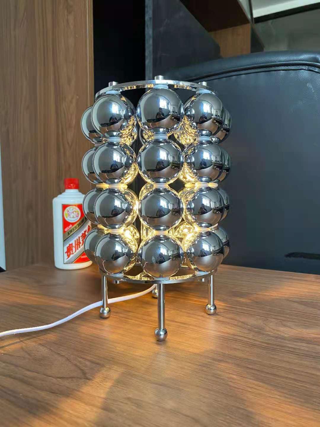 Modern Chrome Spherical Stainless Steel Table Lamp for Contemporary Desk and Reading