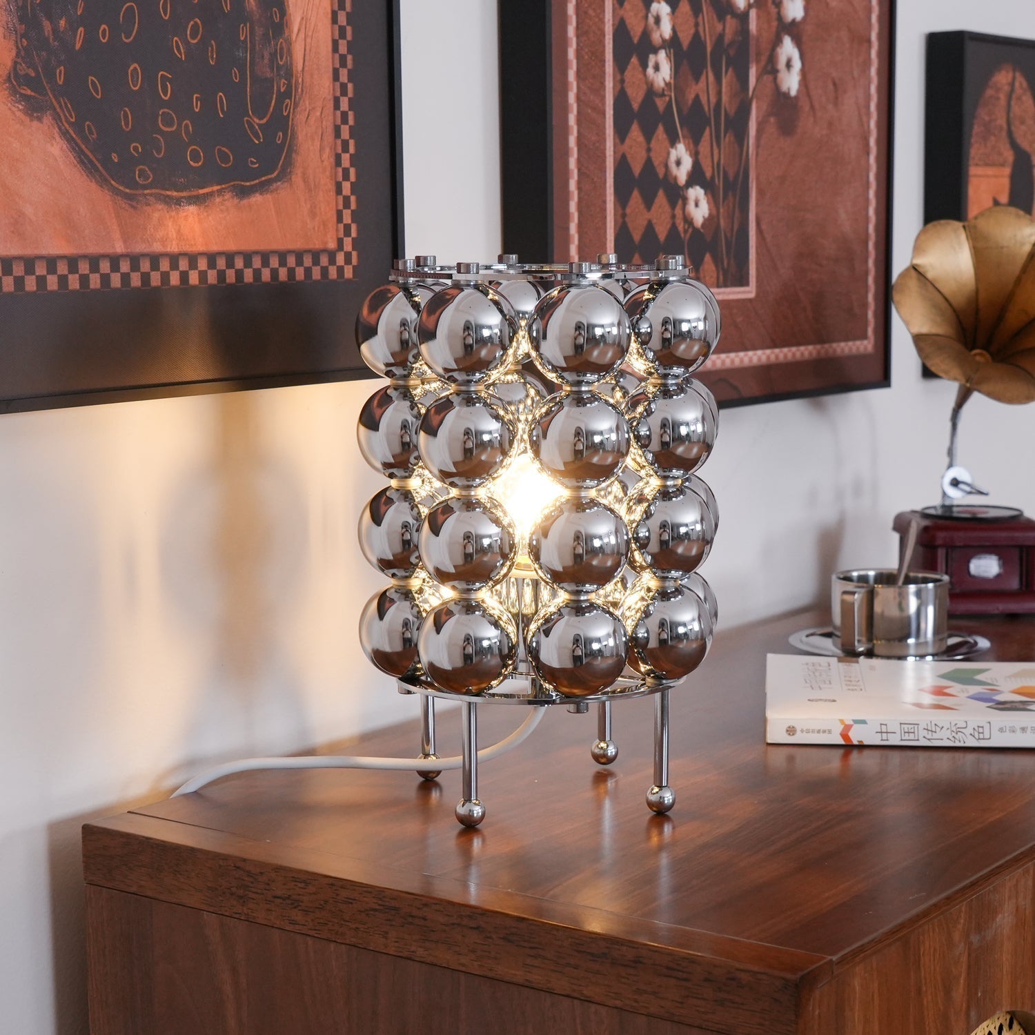 Modern Chrome Spherical Stainless Steel Table Lamp for Contemporary Desk and Reading