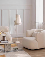 Modern White Textured Silk Fabric Standing Floor Lamp for Interior Spaces