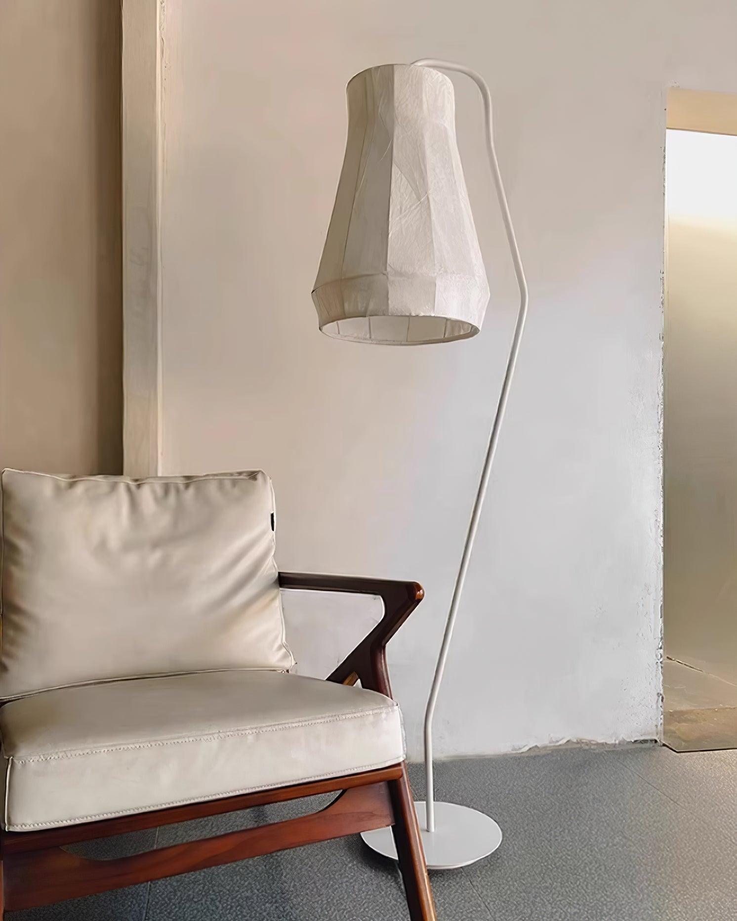 Modern White Textured Silk Fabric Standing Floor Lamp for Interior Spaces
