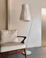 Modern White Textured Silk Fabric Standing Floor Lamp for Interior Spaces