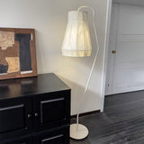 Modern White Textured Silk Fabric Standing Floor Lamp for Interior Spaces