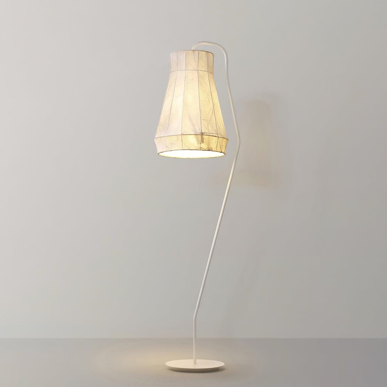 Modern White Textured Silk Fabric Standing Floor Lamp for Interior Spaces