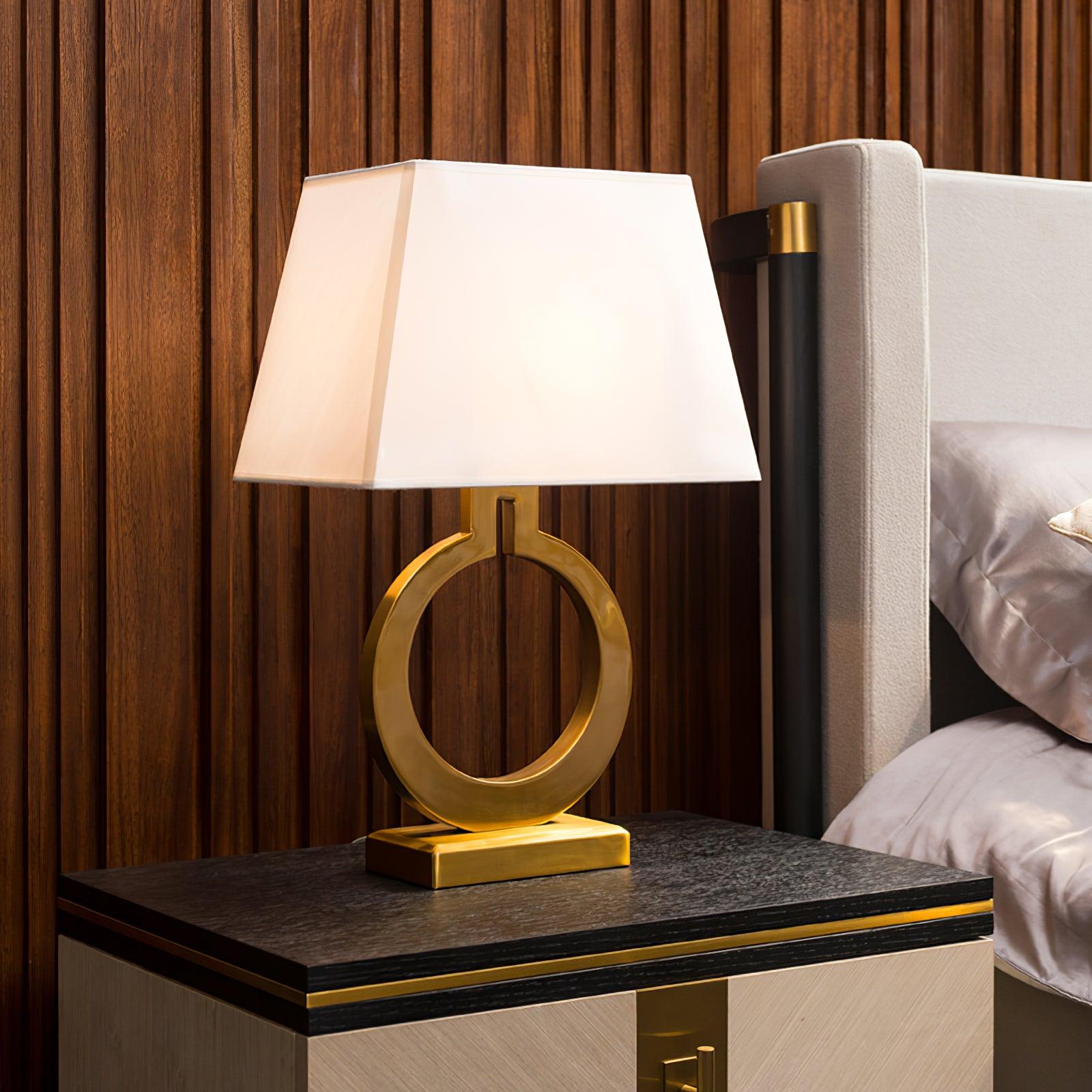 Modern Gold Keyhole Ring Table Lamp for Living Room Luxury Circular Side Desk Light