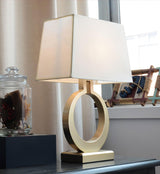Modern Gold Keyhole Ring Table Lamp for Living Room Luxury Circular Side Desk Light