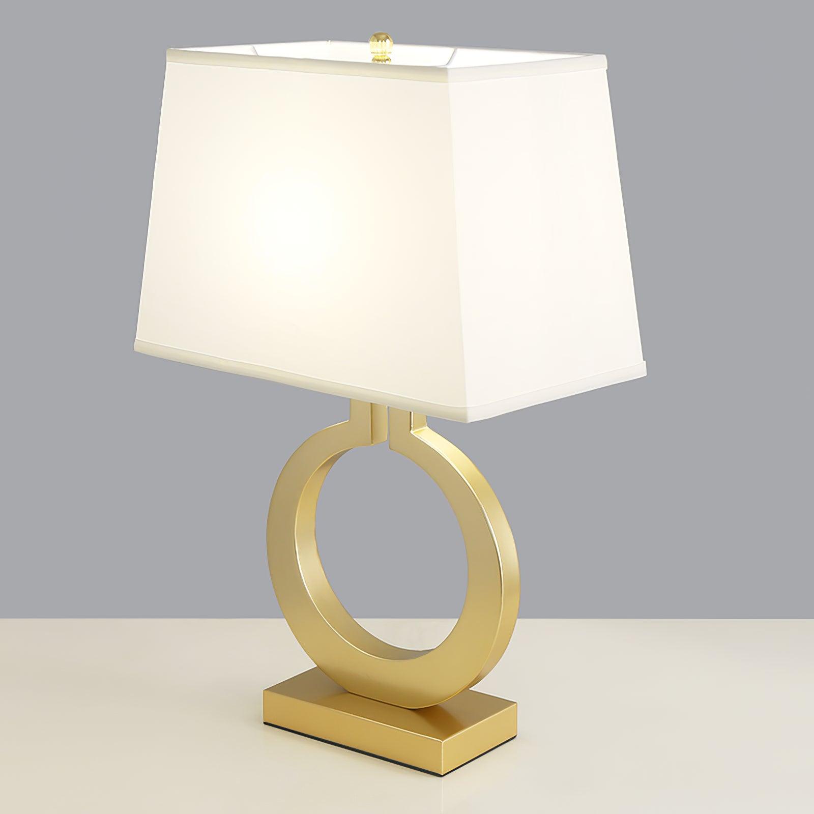 Modern Gold Keyhole Ring Table Lamp for Living Room Luxury Circular Side Desk Light