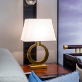 Modern Gold Keyhole Ring Table Lamp for Living Room Luxury Circular Side Desk Light