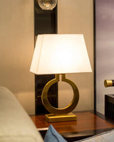 Modern Gold Keyhole Ring Table Lamp for Living Room Luxury Circular Side Desk Light