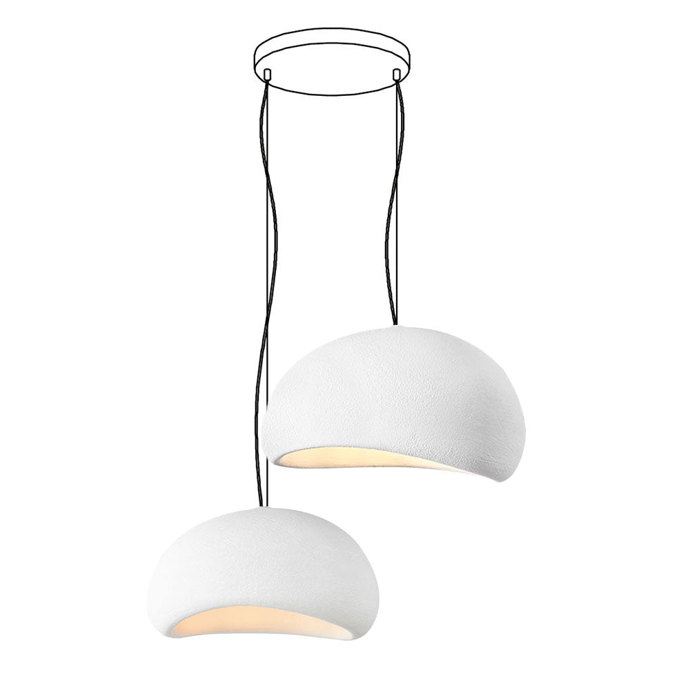 Modern Organic Cloud Chandelier with Rough Texture HDPE Shades and Adjustable Cables