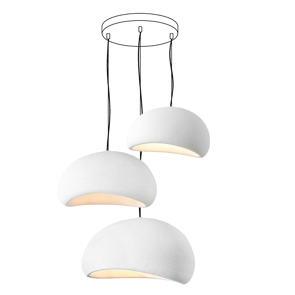 Modern Organic Cloud Chandelier with Rough Texture HDPE Shades and Adjustable Cables