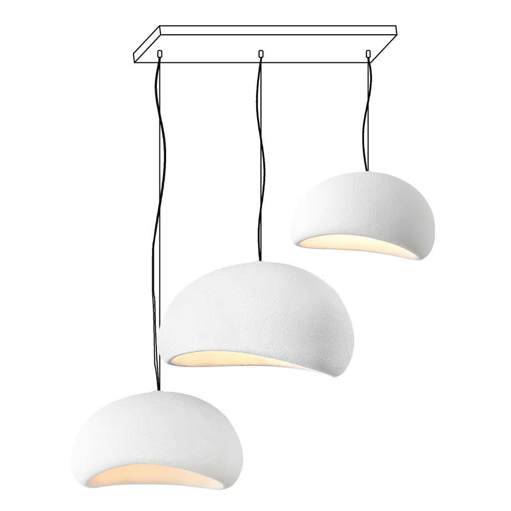 Modern Organic Cloud Chandelier with Rough Texture HDPE Shades and Adjustable Cables