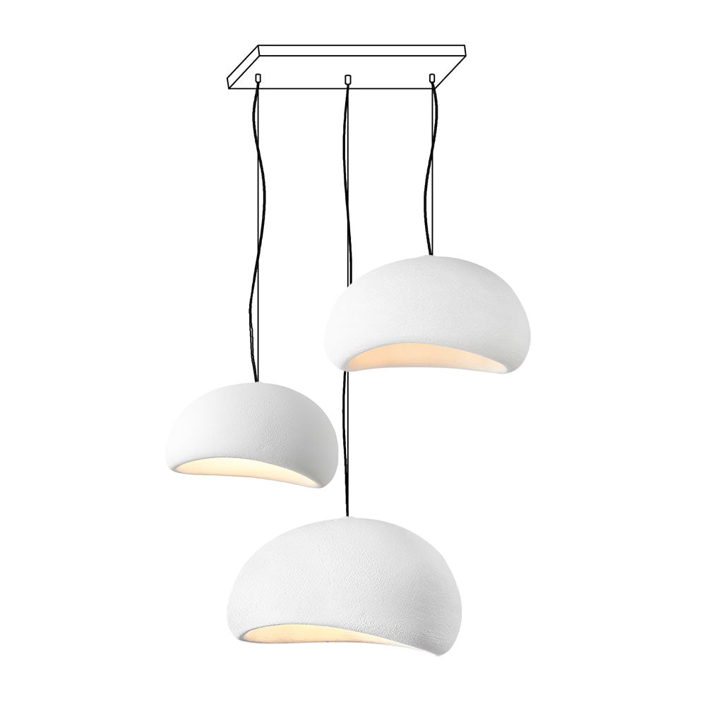 Modern Organic Cloud Chandelier with Rough Texture HDPE Shades and Adjustable Cables