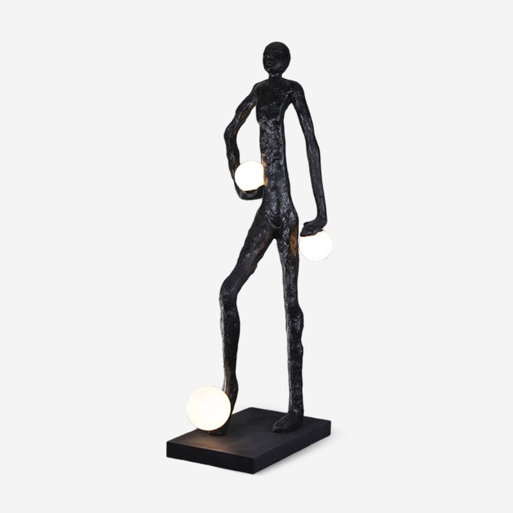 Modern Kicking Ball Sculpture Character Floor Lamp Artistic Athlete Reading Light