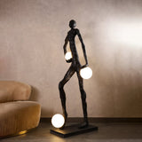 Modern Kicking Ball Sculpture Character Floor Lamp Artistic Athlete Reading Light