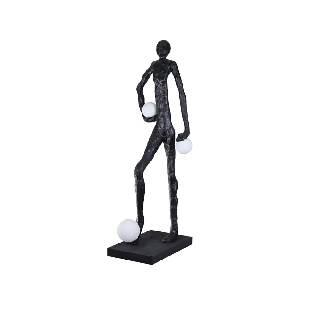 Modern Kicking Ball Sculpture Character Floor Lamp Artistic Athlete Reading Light
