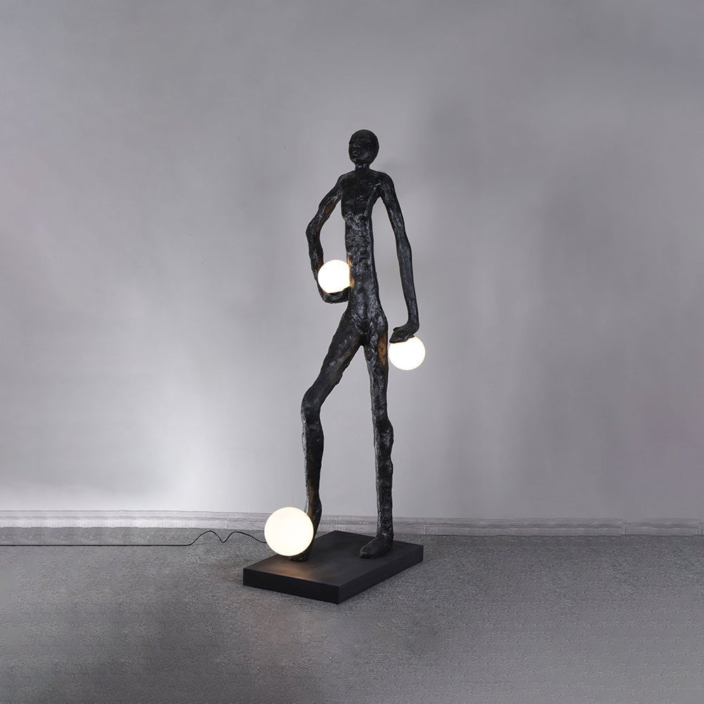 Modern Kicking Ball Sculpture Character Floor Lamp Artistic Athlete Reading Light