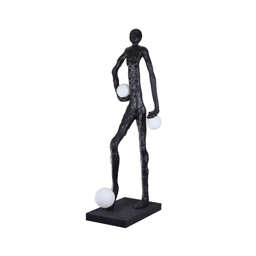 Modern Kicking Ball Sculpture Character Floor Lamp Artistic Athlete Reading Light