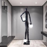 Modern Kicking Ball Sculpture Character Floor Lamp Artistic Athlete Reading Light